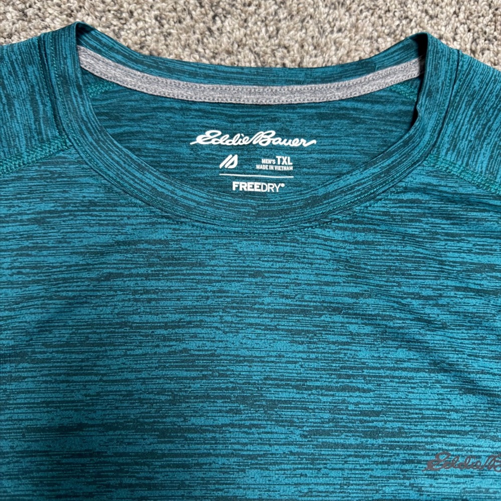 Eddie Bauer Mens TXL Tall FreeDry Performance Shirt‎ Teal Long Sleeve Hiking - Picture 2 of 10